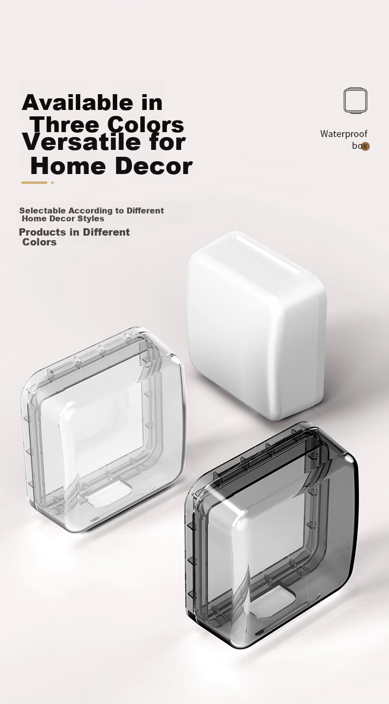 International Electrician 86 Type Waterproof Socket Box Waterproof Cover Dustproof Cover Transparent Waterproof Cover No Drilling Required Extended Height Waterproof Cover 5
