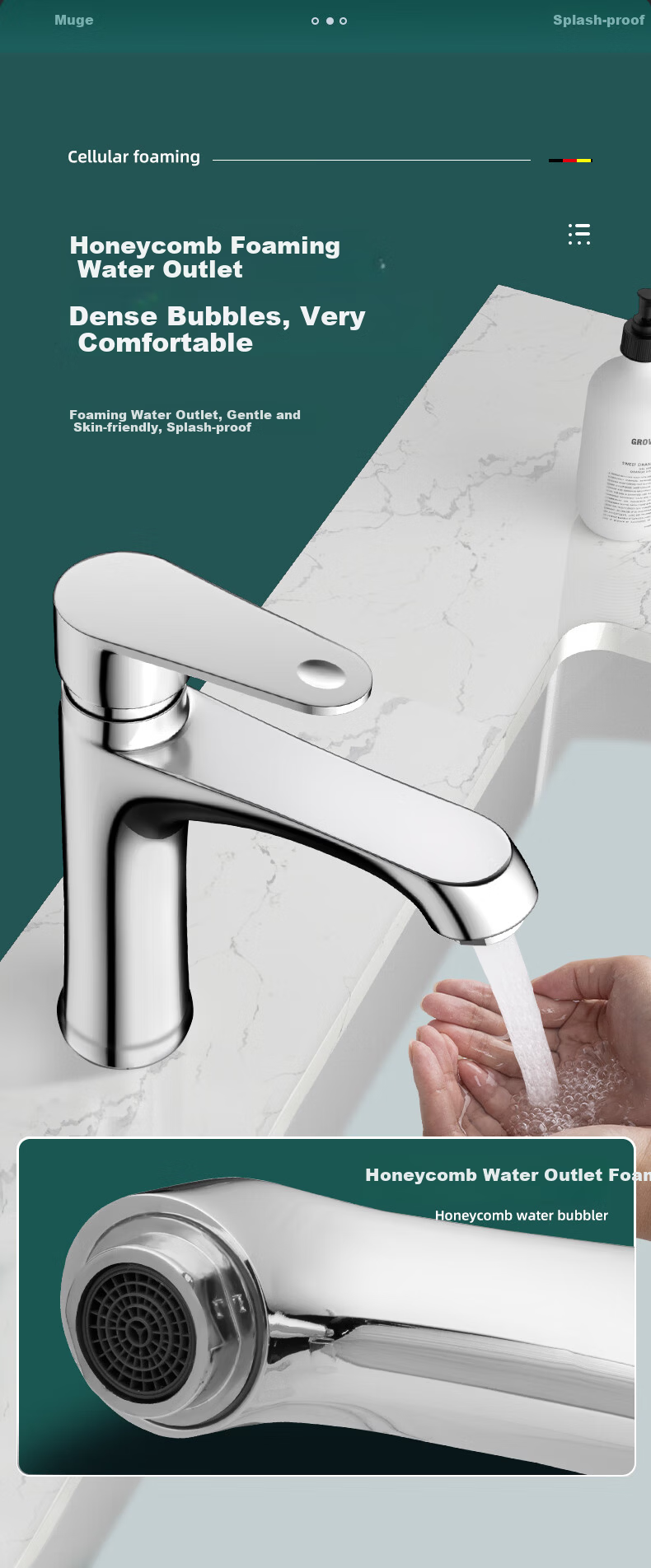 MUGE Basin Faucet Pull-Out Mixer Tap for Bathroom Sink Hot and Cold Water 4