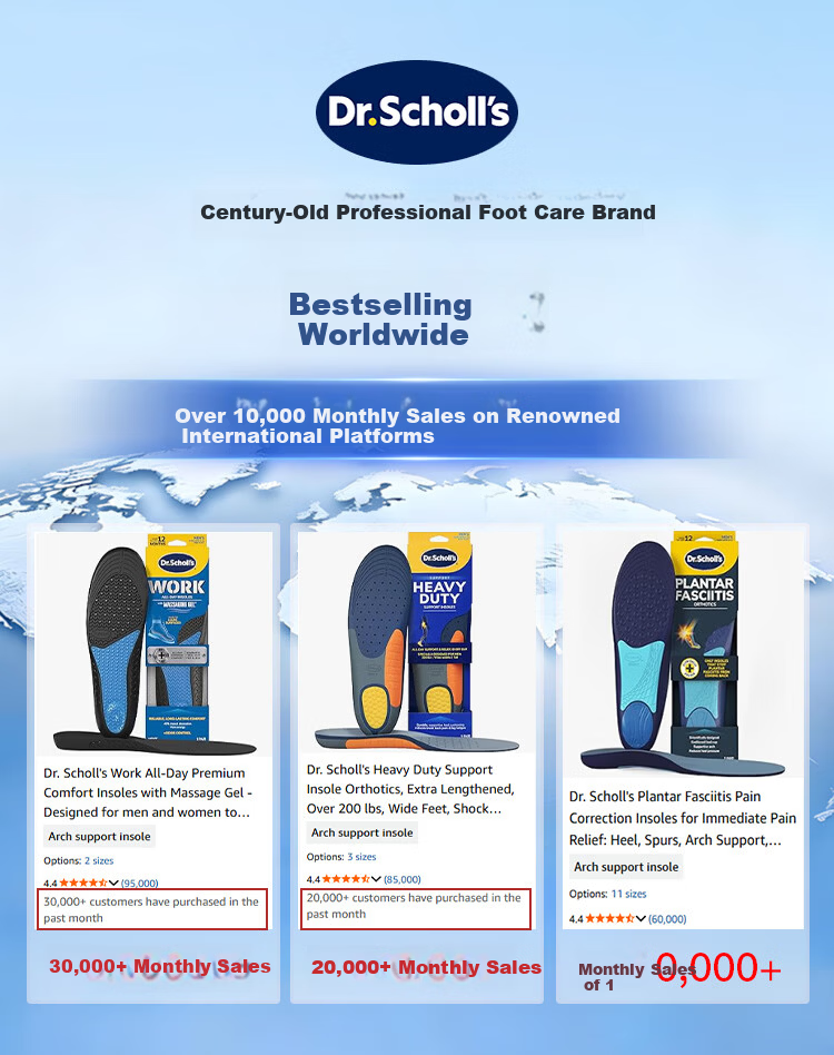 Dr. Scholl's US Imported Comfort Insoles Arch Support Shock Absorption Soft Cushioned Anti-Fatigue Unisex 1