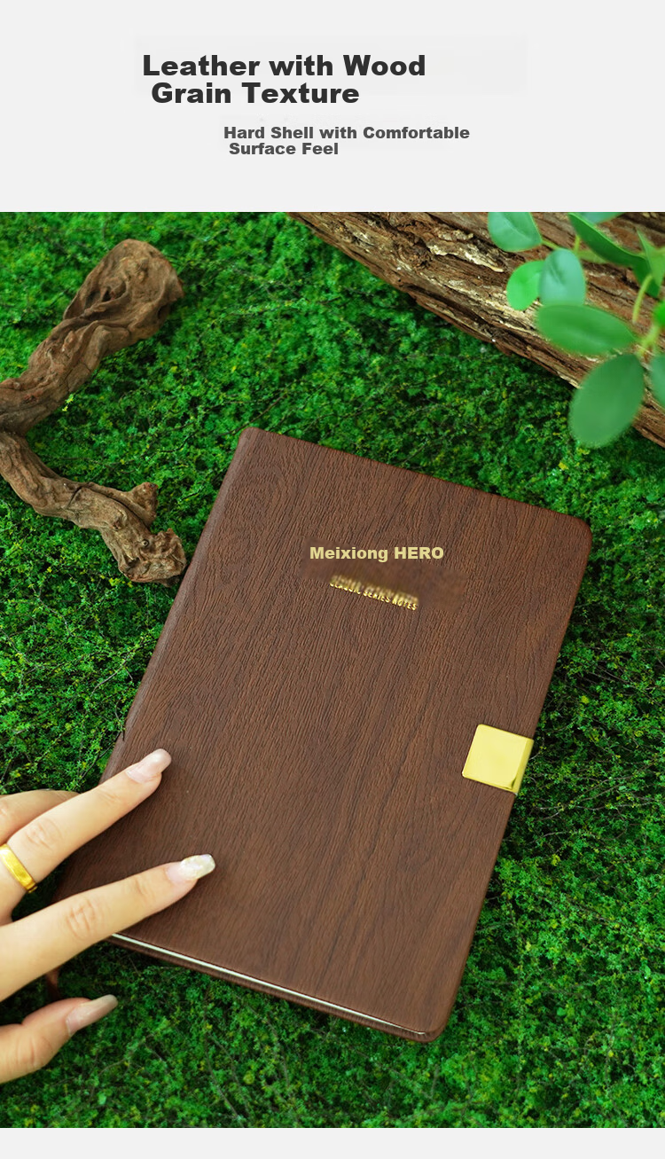 HERO New A5 Business Notebook Thickened Hard Cover Leather High-End Gift Meeting Office Stationery Lined Tearable Diary Journal Clip 3