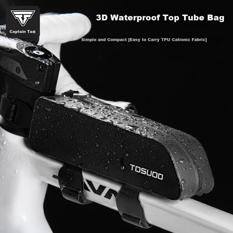Captain Tas Waterproof Bicycle Frame Bag Front Tube Bag Cycling Accessories Black