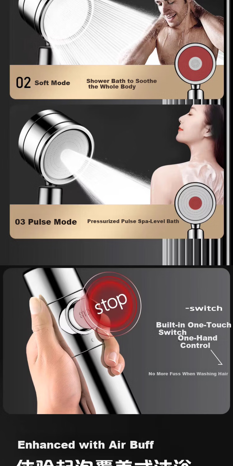 Del 28-Year Brand High-Pressure Shower Head Bathroom Household One-Button Water Stop Handheld Showerhead DJ124 6