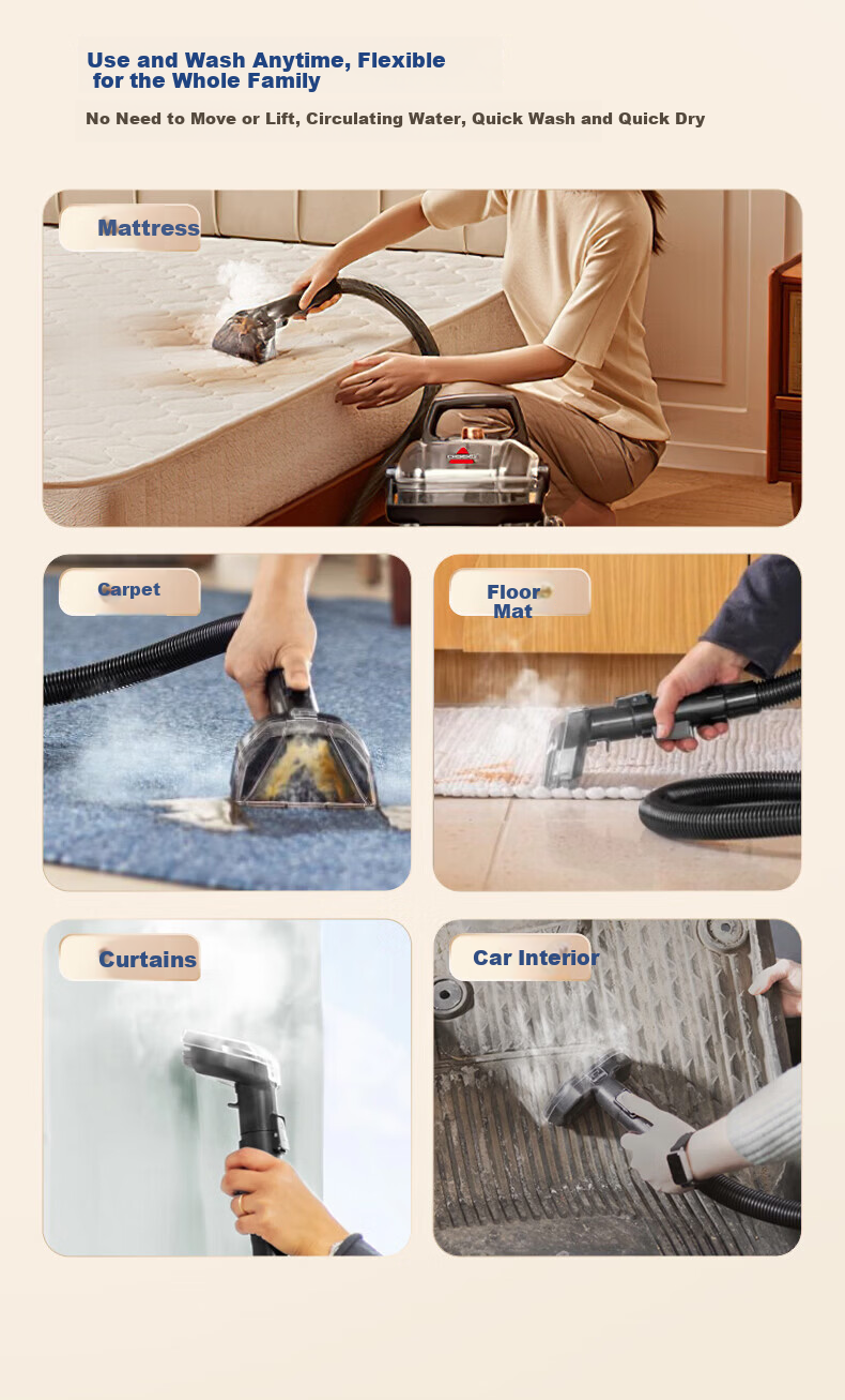 BISSELL Steam Cleaning Kit High-Temperature Steam Cleaner Mite Removal Sterilization All-in-One Washer High-Pressure Air Conditioner Cleaner Sofa Carpet Cleaner Household Mop Tool 17