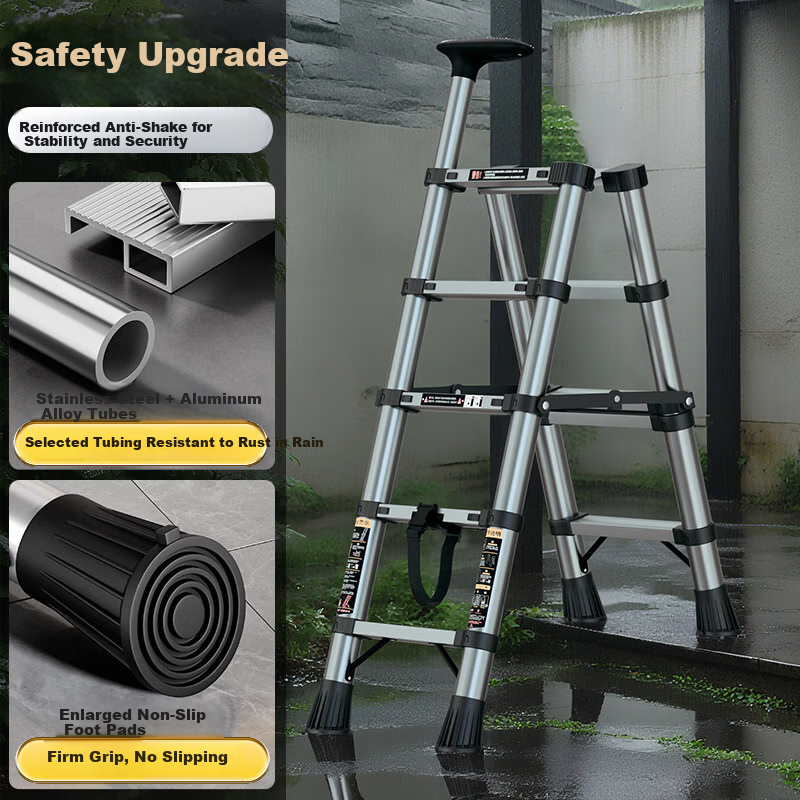 Yilin Home Folding Telescopic Indoor Multi-Functional Stainless Steel Portable Thickened Step Ladder - BS5 Steps