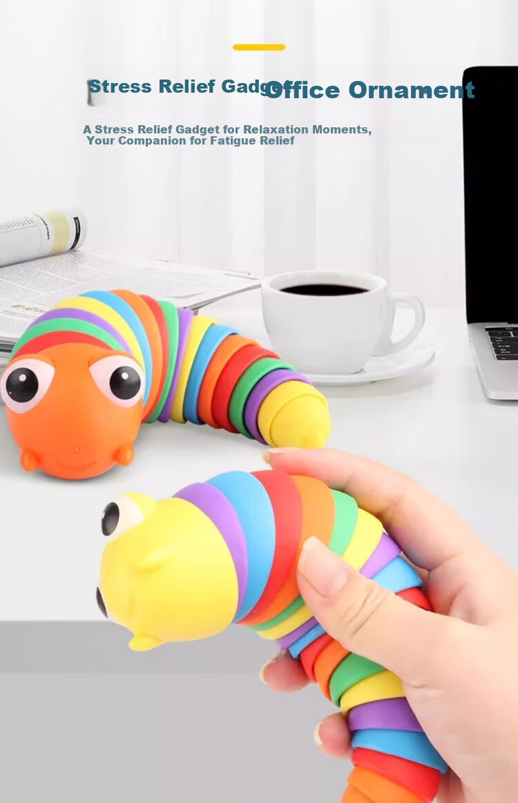 Fun World Colorful Twistable Caterpillar Educational Kids Puzzle Toy Rainbow Caterpillar Stress Relief Gadget 5