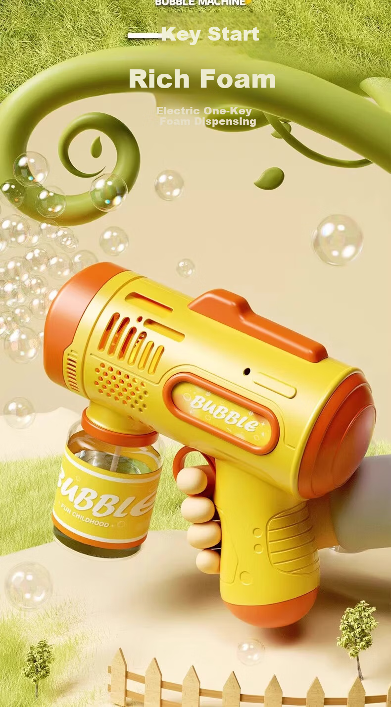 Guou Children's Multi-Hole Bubble Machine Bubble Gun Toy Small Steel Cannon Fully Automatic Electric Leak-Proof Children's Day Gift 4