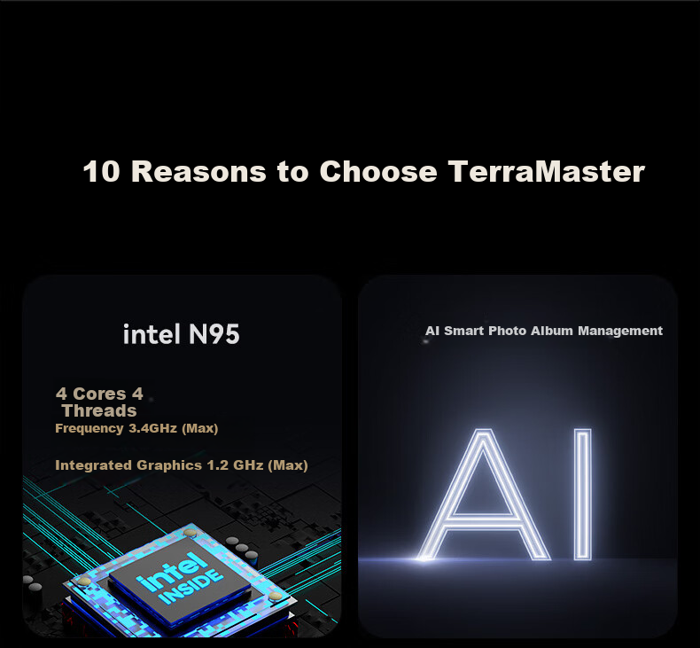 TerraMaster F2-425 Plus Aluminum Alloy Dual-Bay NAS 8GB RAM Network Storage Enterprise Office AI Home Cloud Server Mobile Photo Backup Private Cloud 2