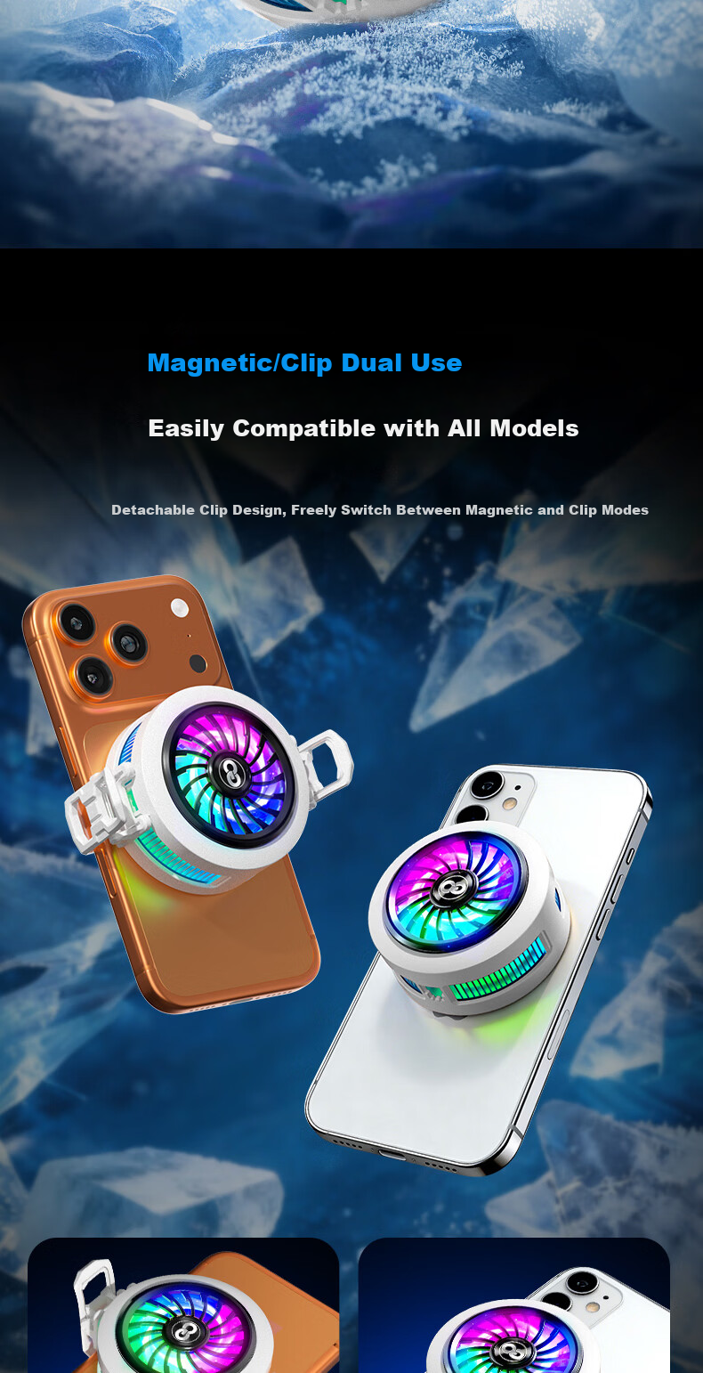 Zhiguozhe Top-Ranked Magnetic Cooling Clip Phone Cooler Semiconductor Cooling Pad for Gaming Live Streaming Compatible with Apple and iQOO 17