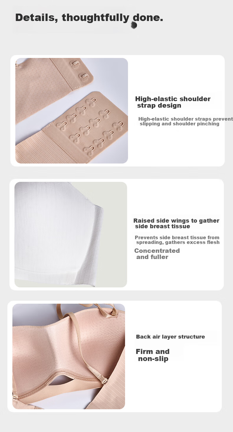 Jingshuran JD Private Brand Cotton Strapless Anti-Slip Foundation Chest Gather Bra Skin Color M 4