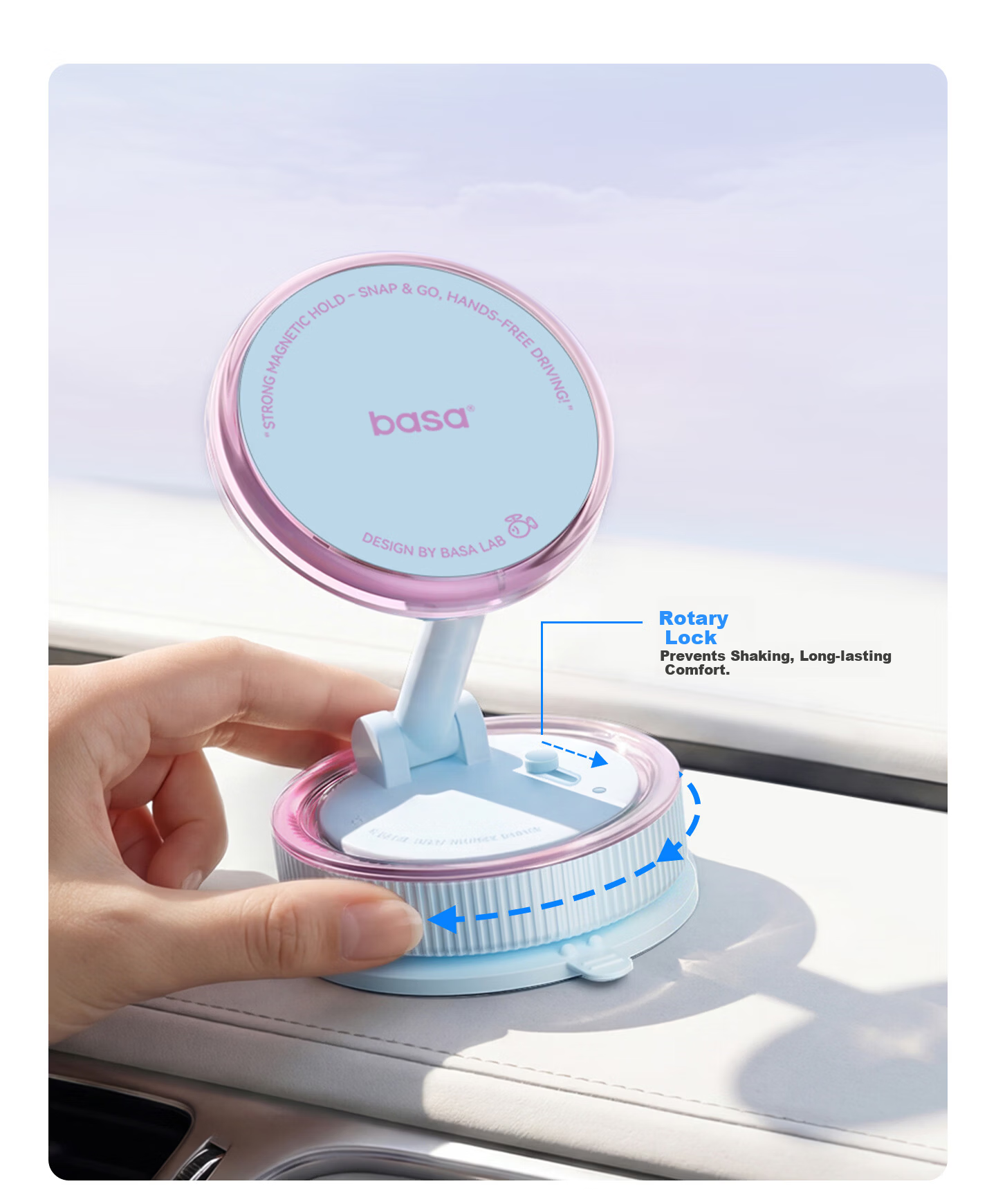 Basa Car Phone Holder Vacuum Suction Cup 2026 New Universal Car Navigation Mount for Tesla Audi CH3 Blue 7