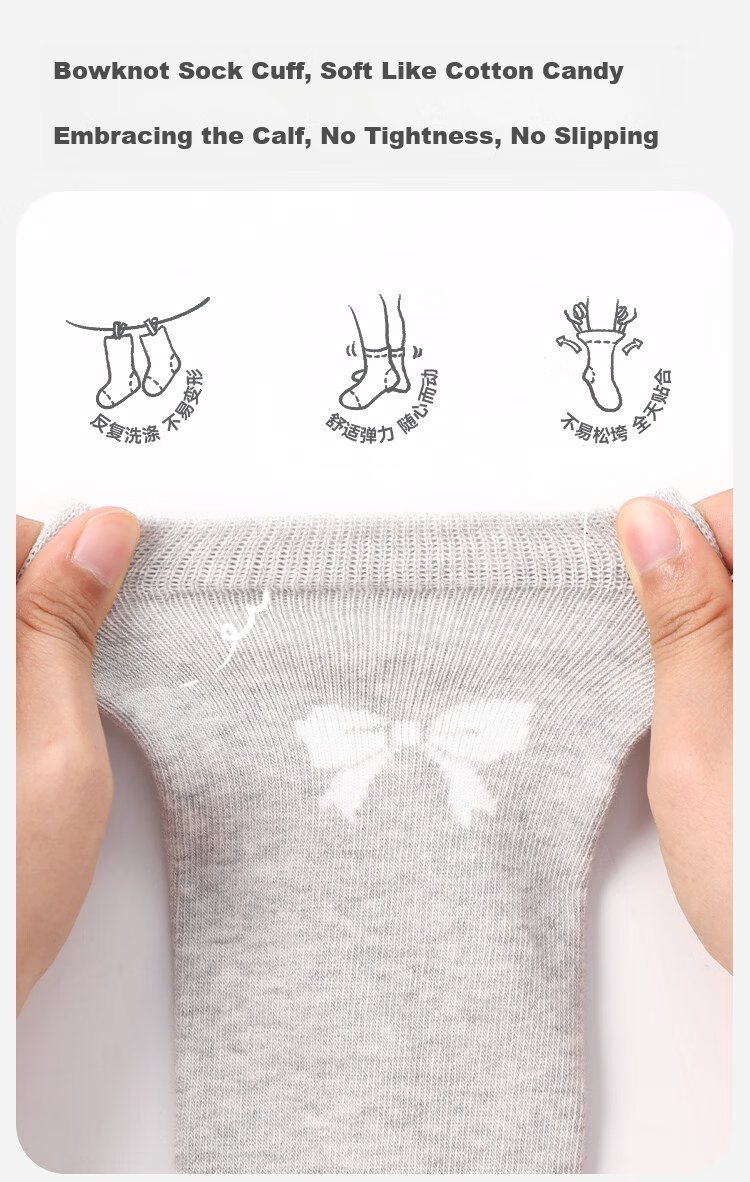 Jiusuiban Kids Knee-High Socks Girls Sports Cycling High Tube Socks School Style Versatile Simple Antibacterial Breathable Long Cotton Socks 8