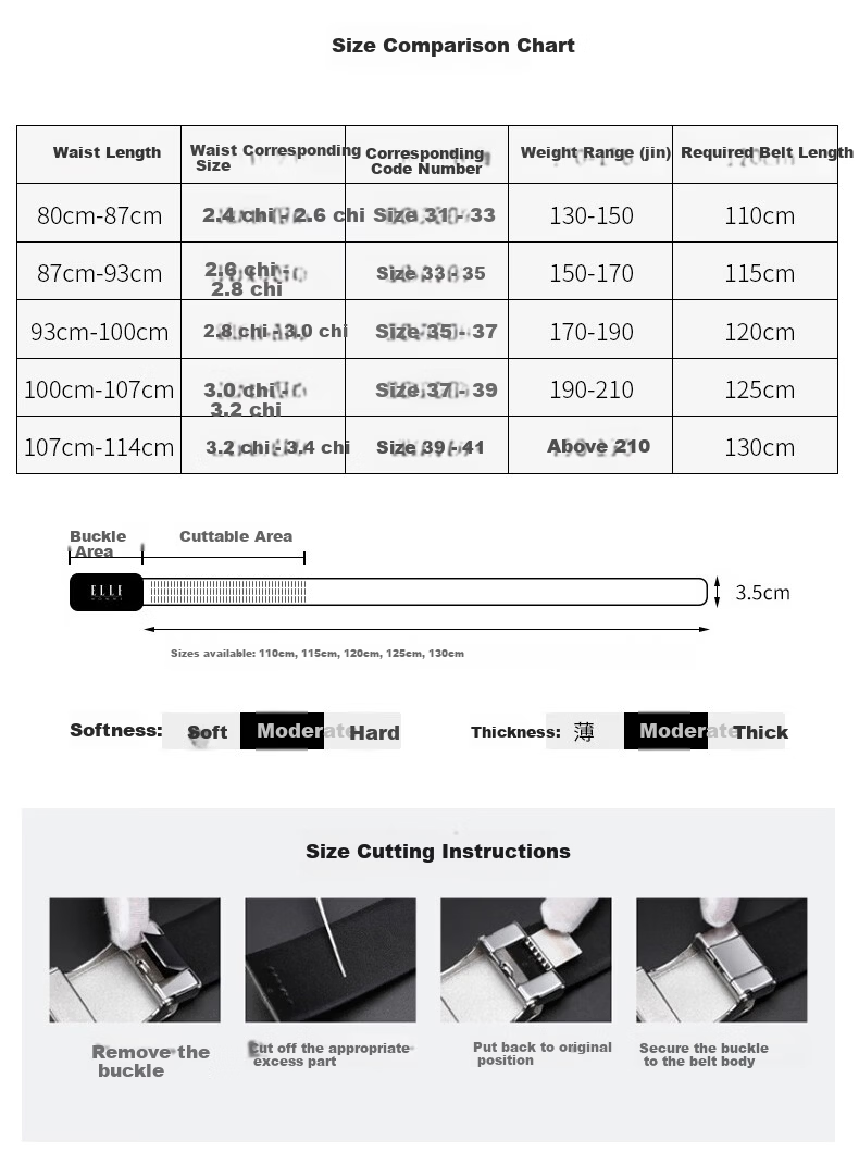 ELLE HOMME French Brand Men's Genuine Leather Belt Automatic Buckle Top Layer Cowhide Waist Belt Gift Box Birthday Gift for Boyfriend 16