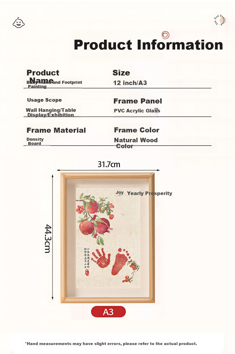 Duomeiyi Hand And Foot Print Photo Frame, First Birthday Scene Decoration Set, Baby's First Year Celebration Props, Complete Kit for Snake Baby's First Birthday Decorations 5