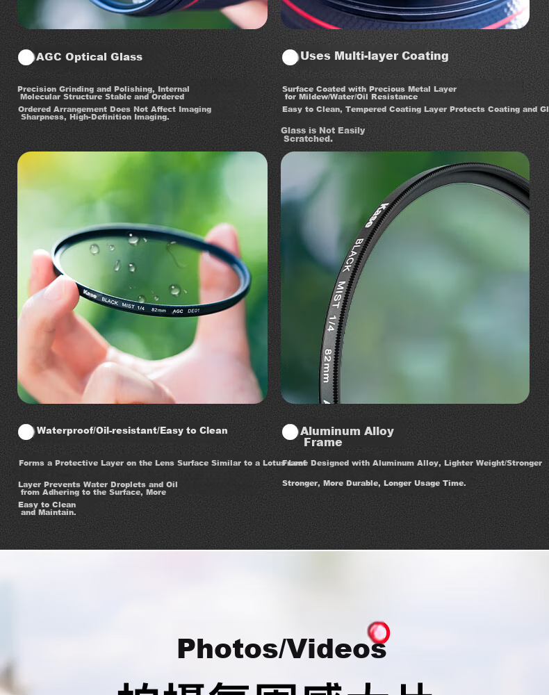Kase Black Soft 1/8 55mm Beauty Filter, Soft Focus Lens, Diffusion Filter, Camera Black Soft Filter, Portrait Light-Softening Matte Creative Filter 2