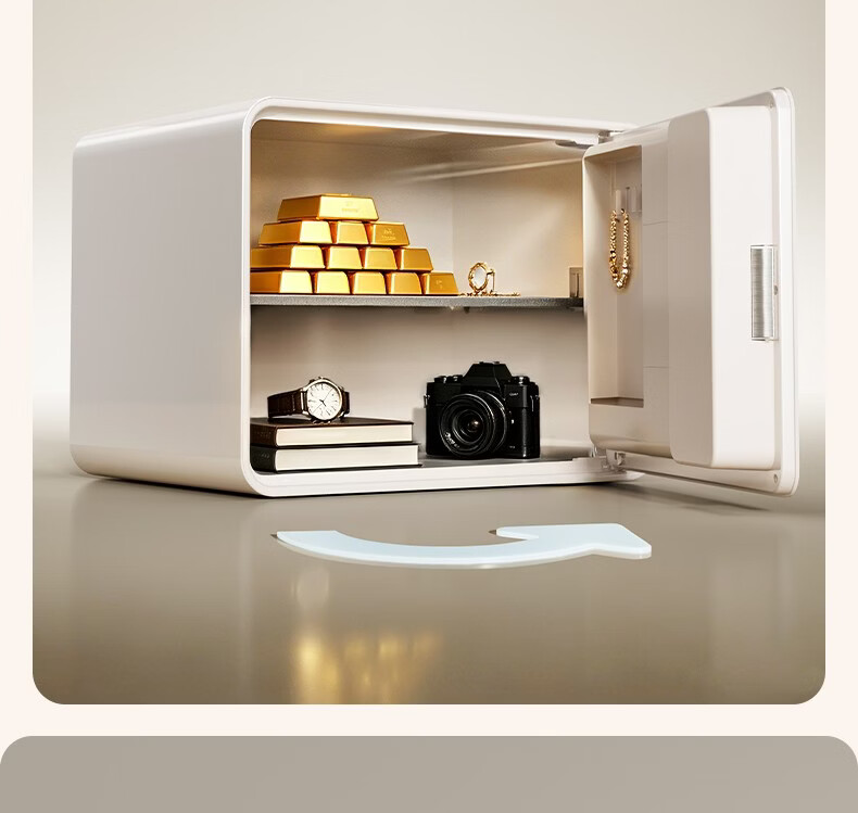 Deli Safe 26th Anniversary New Home Safe Supreme 30cm Password Unlock Small Security Box Anti-Theft Piggy Bank Automatic Door Opening AE224 White 9