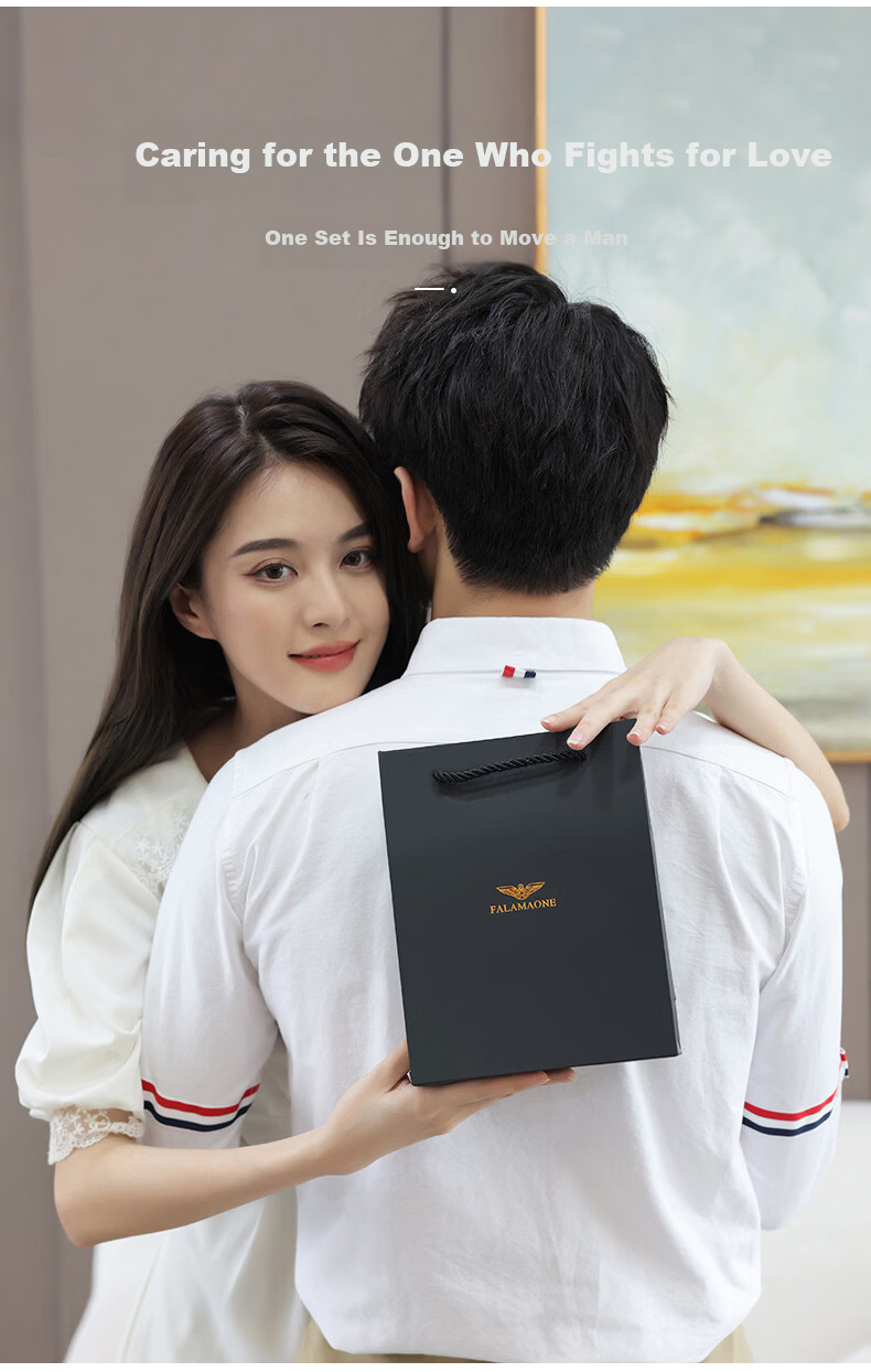FALAMAONE Armani Men's Leather Wallet Gift Box with Automatic Buckle Father's Day Gift for Dad 7