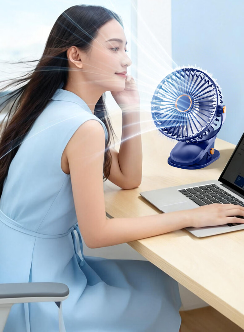 Cobins Desktop Mini Clip Fan Portable USB Rechargeable Small Fan for Students Dorm Bedside Baby Stroller Outdoor Camping Blue 7
