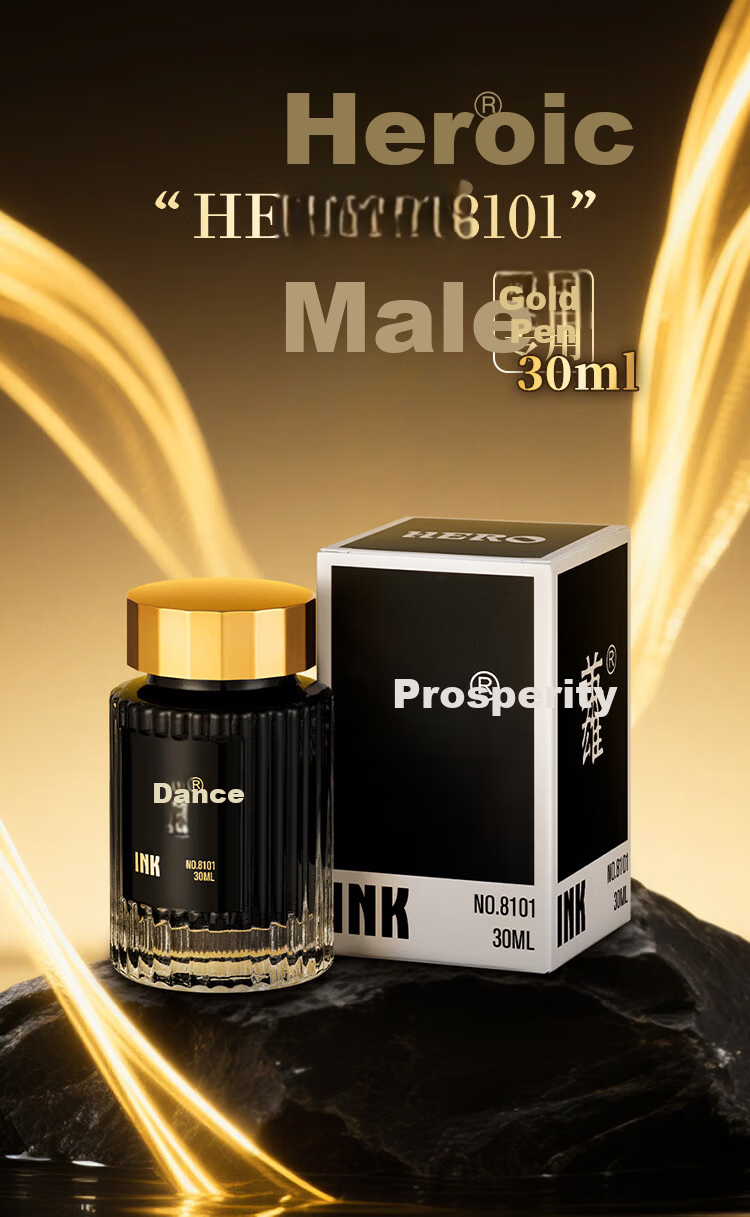 HERO Premium Fountain Pen Ink Extra Black Non-Carbon Dye Type Anti-Clogging 8101/30ml 3