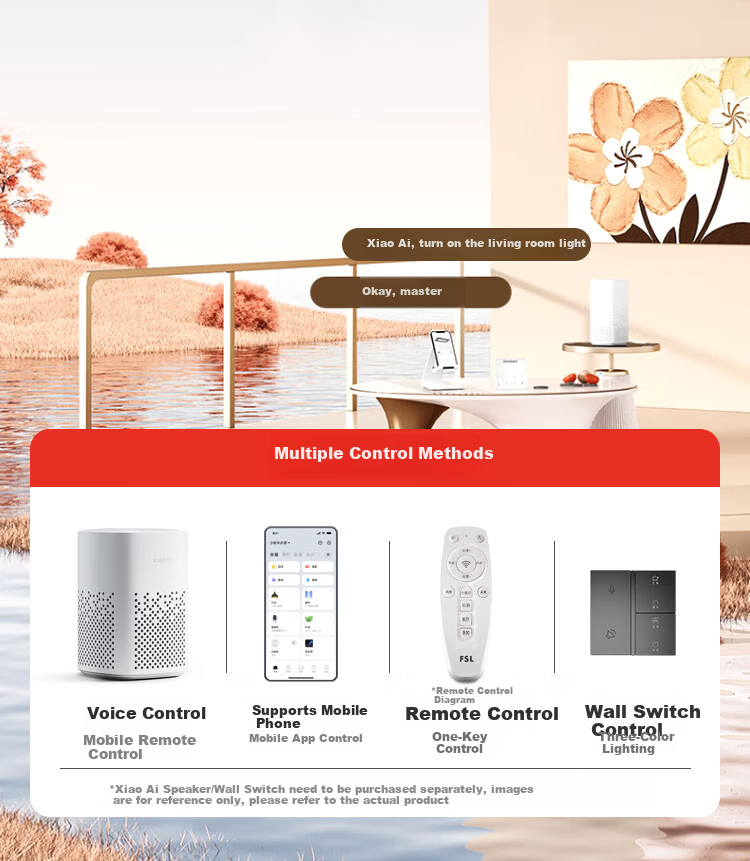Foshan Lighting Ceiling Lamp Living Room Light Modern Simple Eye Protection LED Mijia Smart Control Platinum Crystal 200W 20