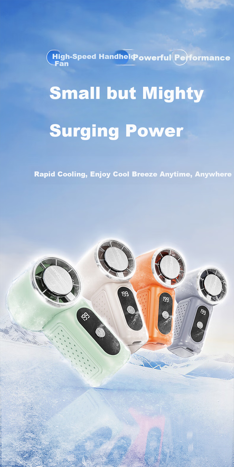 KOVOL 199-Level Ice Compress + Cooling Mini Air Conditioner Handheld Fan Semiconductor Silent Mini USB Rechargeable Portable Desktop Office Student Dorm Cooling Device 1