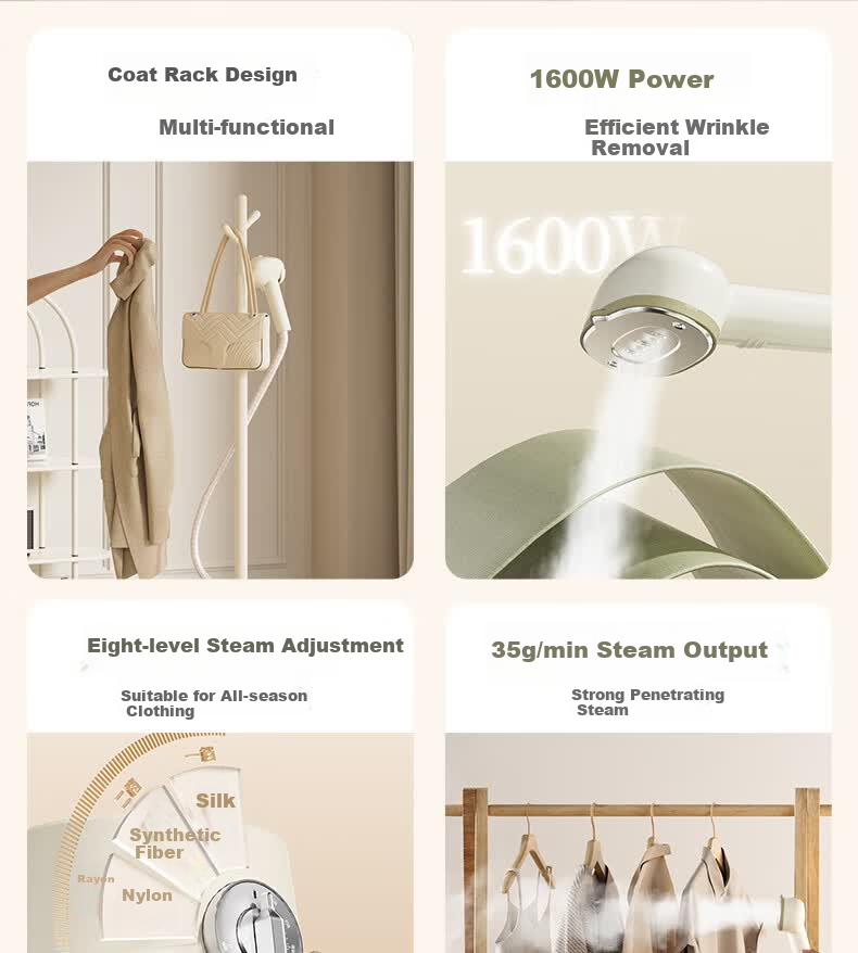 HONGXIN Garment Steamer with Coat Rack Design - Home Steam Vertical Ironing Machine, Sterilization and Mite Removal, Handheld Hanging Clothes Steamer 2