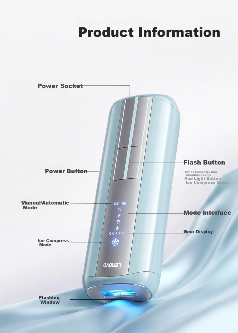 Lenovo Sapphire Hair Removal Device High Power Ice Point Private Area Lip Armpit Full Body Bikini Unisex Home Use Body Shaver Mother's Day Girlfriend 520 Gift 18