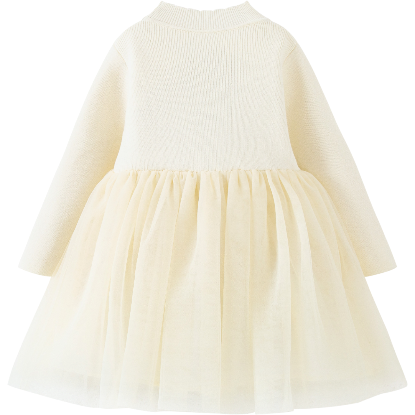 Minibala Girls Dress Baby Tulle Skirt Sweet Children's Half Turtleneck Princess Dress 2025 Winter