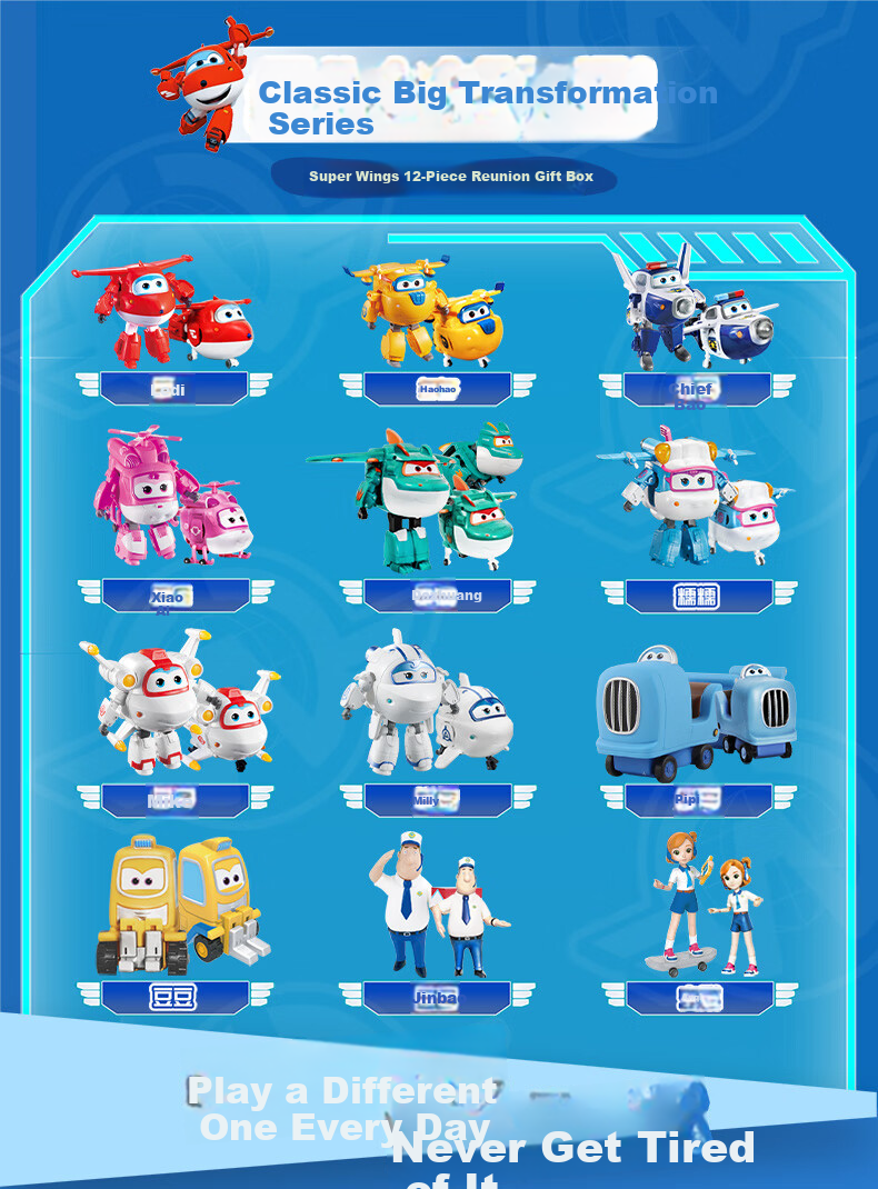 AULDEY Super Wings 13-Piece Interstellar Guardian Transforming Robot Toy Gift Set for Kids 4