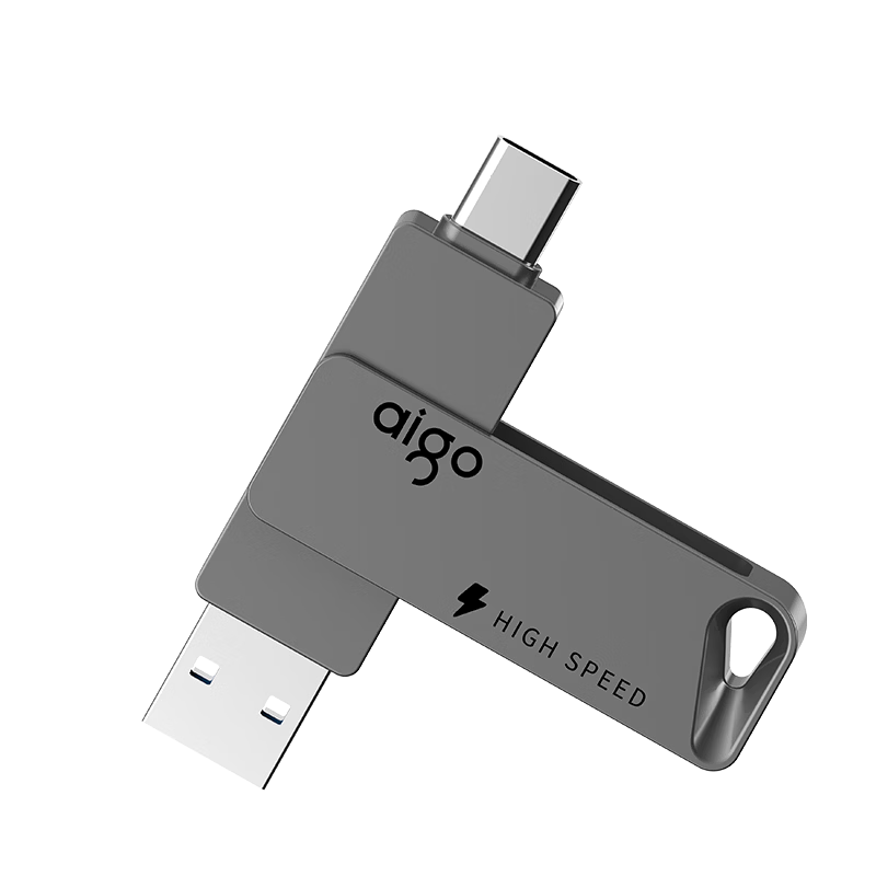 Aigo 128GB High-Speed Solid State USB Drive Dual Interface for Phone and Computer A50 Read Speed up to 520MB/s Large Capacity Mobile USB Drive