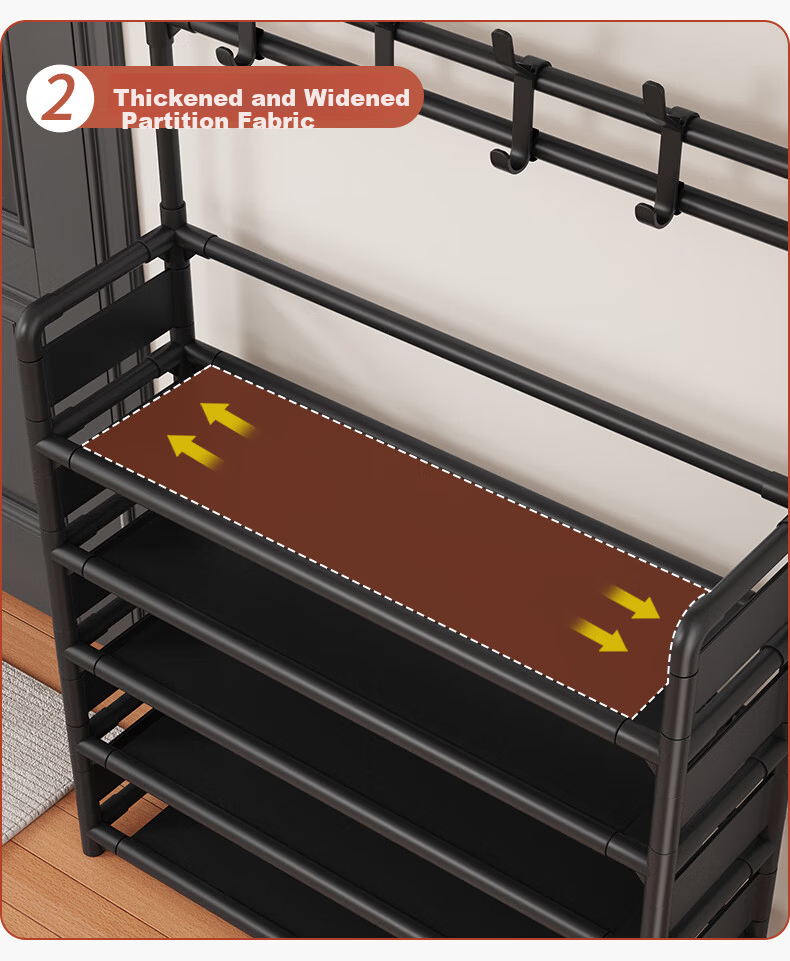 Yimo Multi-Layer Shoe Rack Home Entryway Simple Shoe and Hat Cabinet Dormitory Storage Shelf 5-Tier 80cm Side Cloth 11