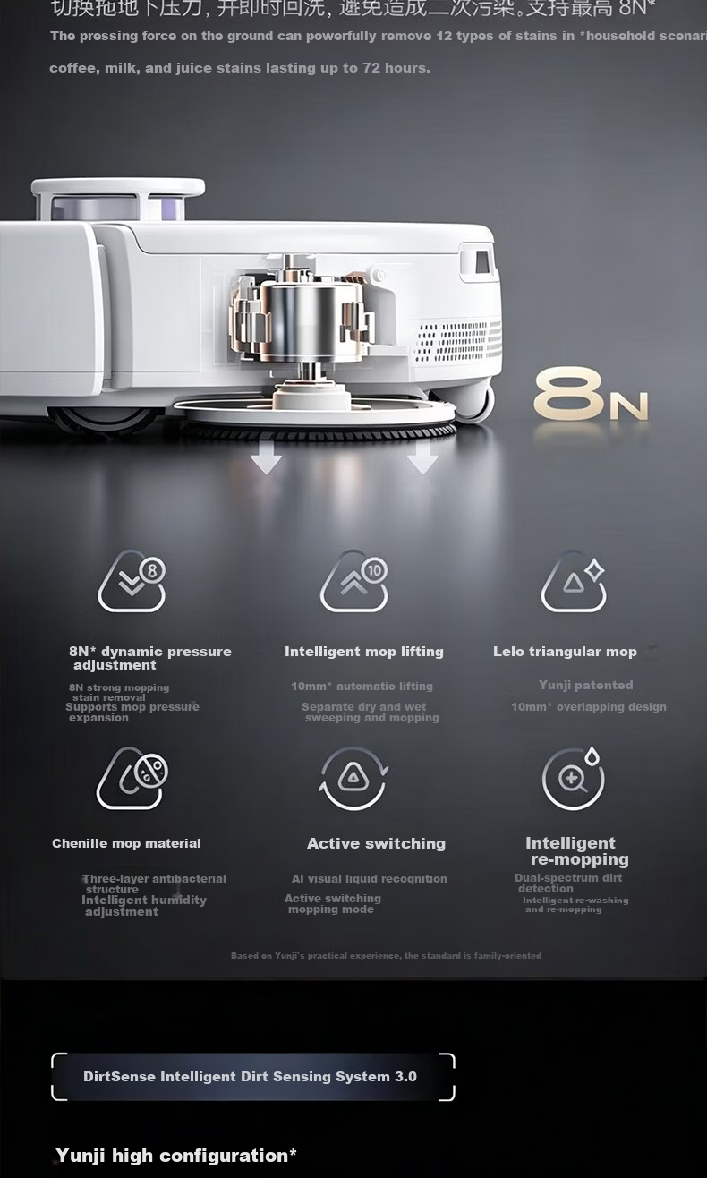 Cloud Whale Xiaoyao 002Max Disc Version AI Water Tank White 25kPa Hot Water Wash High Suction Sweeping and Mopping Robot Automatic Dust Collection Fully Automatic Robot Vacuum Cleaner 13