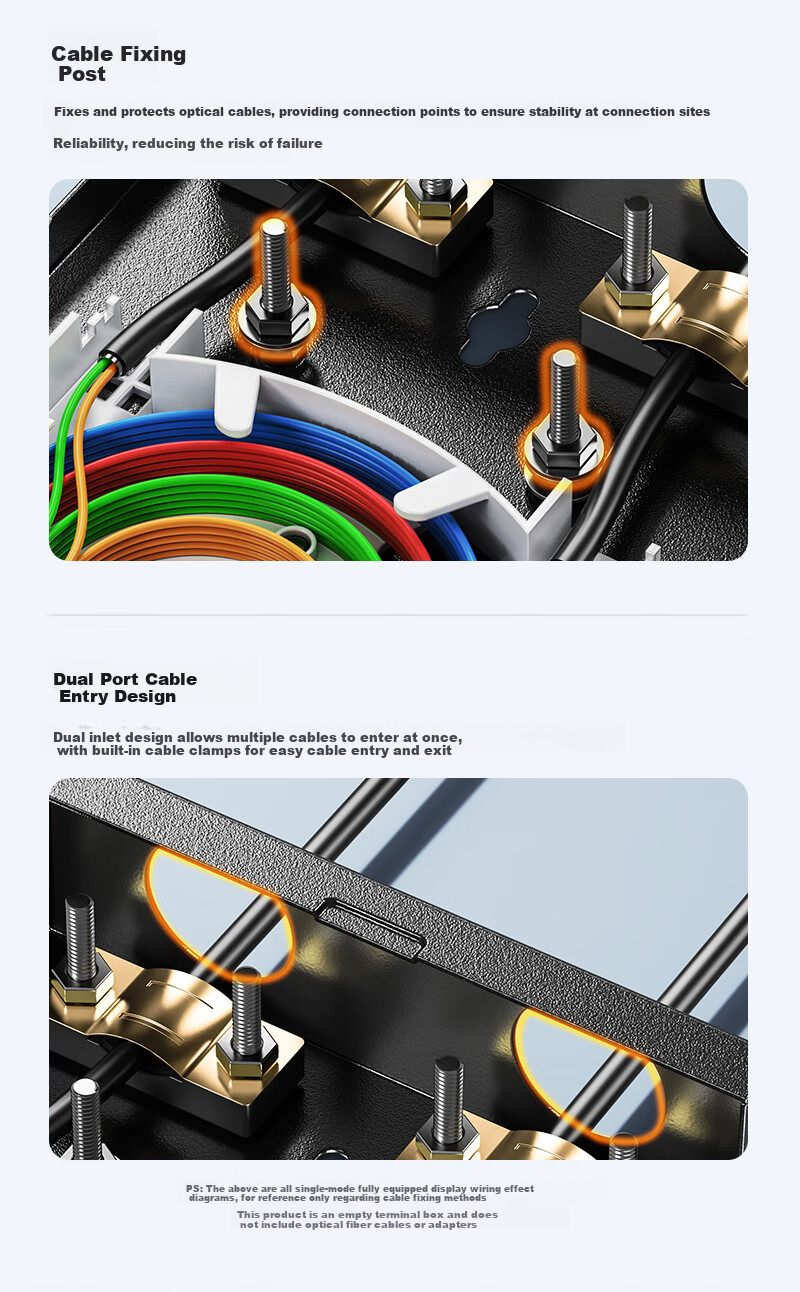 Sanze Fiber Optic Terminal Box 4-Port 4-Core SC Single-Mode Rack-Mount Fiber Distribution Frame Fully Loaded Pigtail Flange Wall-Mounted Desktop Telecom Grade Fiber Splice Box ZDH-SC4S 5