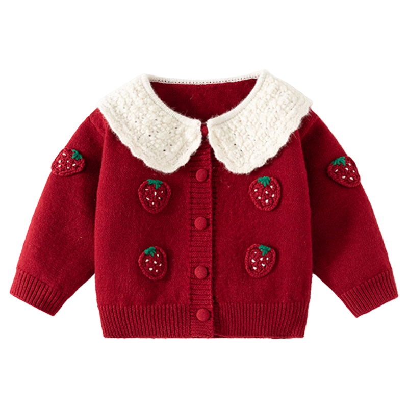 Banxidi Girls Sweater Spring 2026 New Children's Fashion Knitted Cardigan Baby Spring Autumn Jacket New Year Outfit