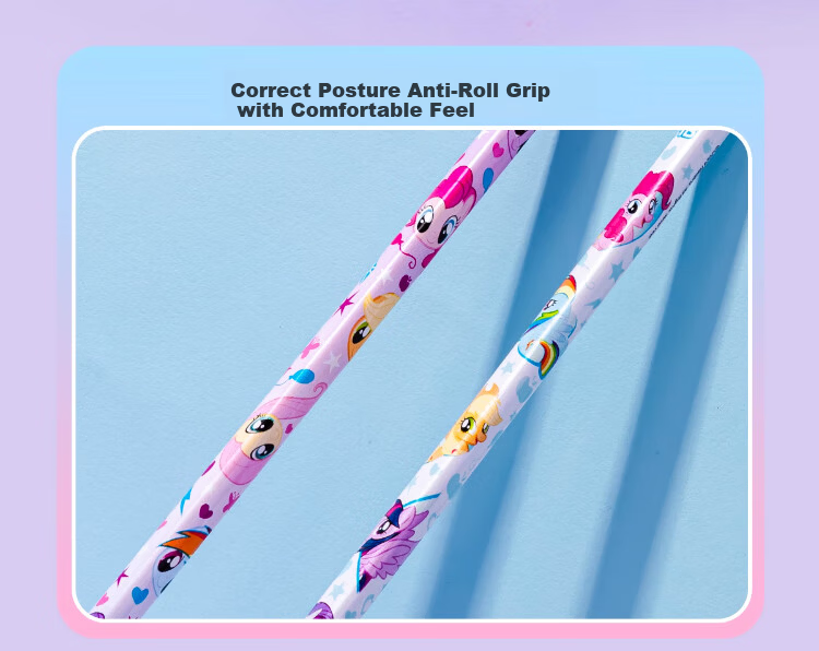 IiGEN My Little Pony HB Pencil Primary School Stationery Round Barrel Exam Pencil Non-toxic Cap Protective Cover Kindergarten Grade 1-2 Set with Eraser Break-resistant Core Back-to-School Gift Box 4