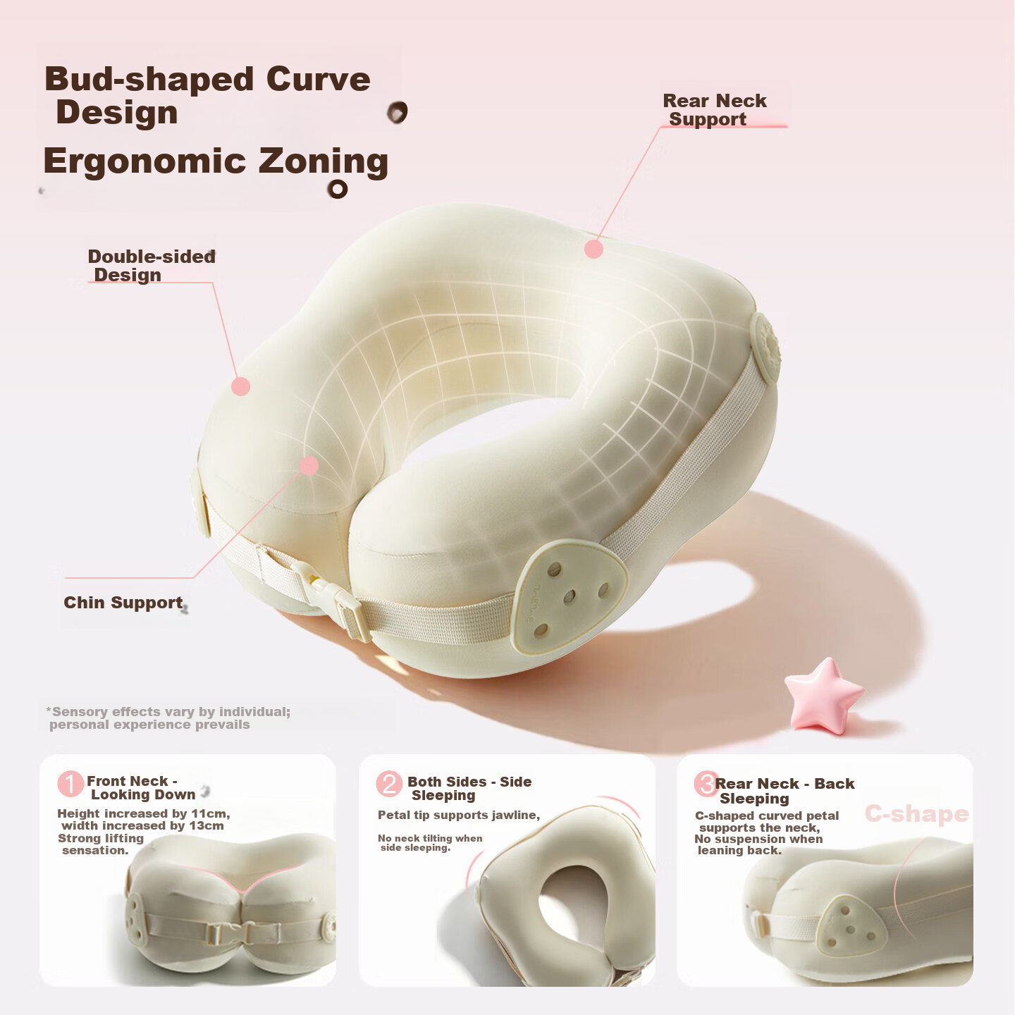 JueQingSong Adjustable U-Shaped Neck Pillow Travel Pillow for Airplane and High-Speed Train Portable DIY Ventilated Neck Support Cushion