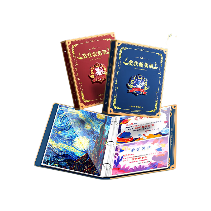 Jinzhi A4 Certificate Collection Album/Astronaut, Wall-Mountable Display, for Boys And Girls, High-Quality Honor Certificates And Medals, Elementary School Life Page Storage, Children's Organizer for Certificates