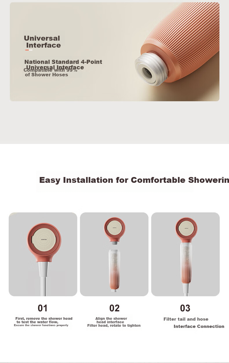 ARROW HS Filter Handheld Shower Head Filter Booster Home Bathroom Travel Portable Handheld Shower 5890 11