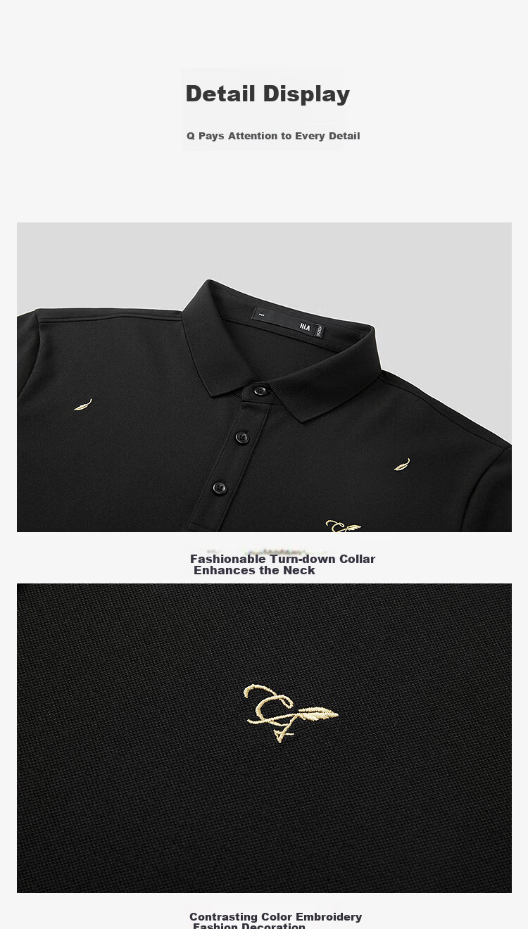 HLA Hailan Home Polo Shirt 26 Light Business Chic Ageless Series Moisture-Wicking Cooling Short Sleeve Men Summer 7