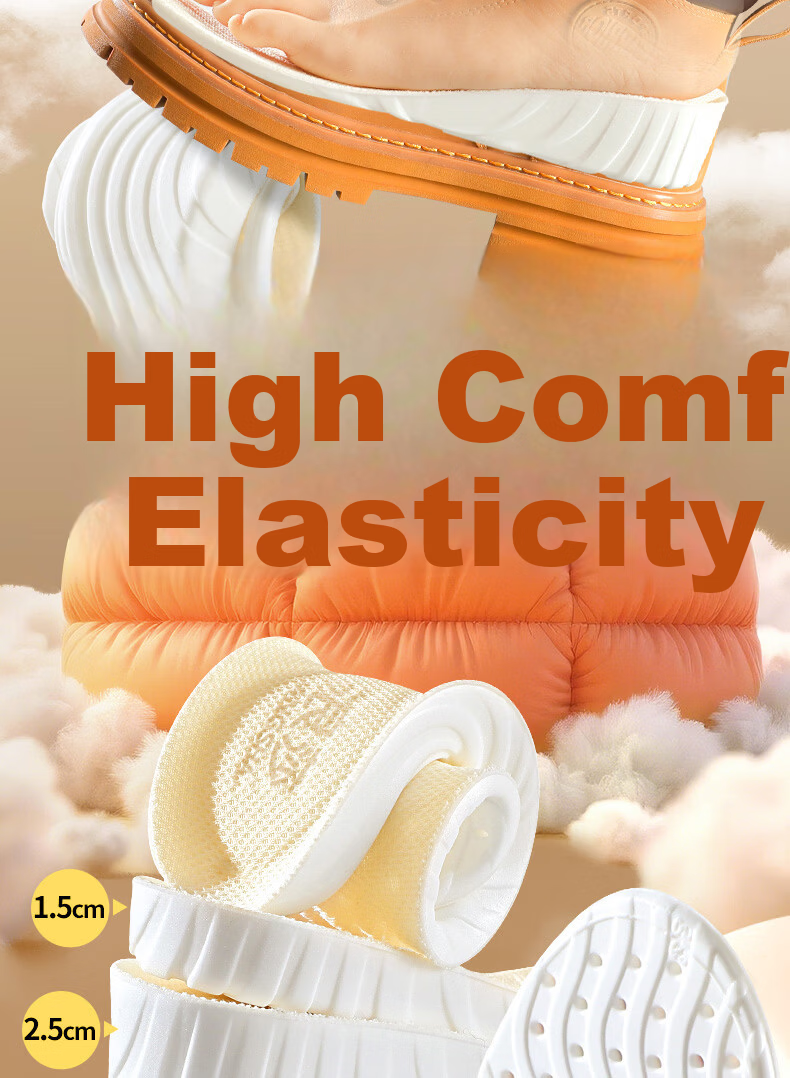 Langsha Invisible Height Increasing Insoles Soft Shock Absorption Sweat-Absorbing Odor-Resistant Breathable Unisex Height Boosting Pads 2.5cm Size 43-44 2
