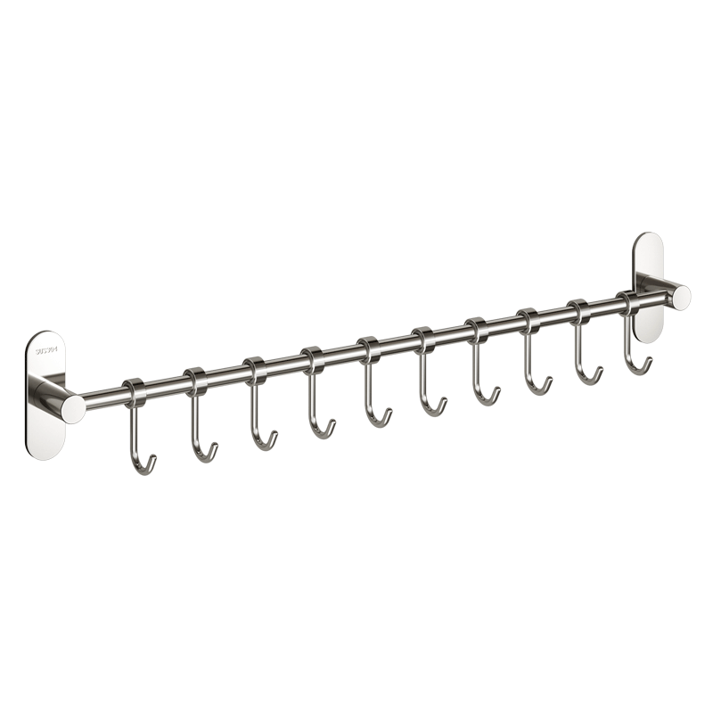 Cobbe Kitchen Hook No-Drill Hanging Rod Storage Rack 304 Stainless Steel Wall-Mounted Hook Rack Pot Lid Organizer