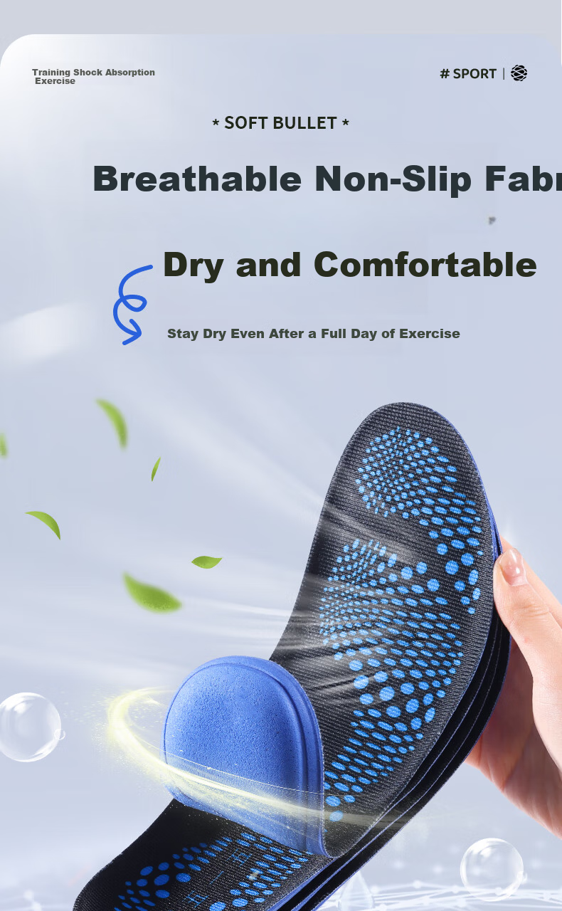 3515 Outdoor Sports Insoles for Men Shock Absorption Soft Cushioning Long-Standing Comfort Military Training Breathable Sweat-Absorbing Antibacterial Deodorant Summer Size 41 5