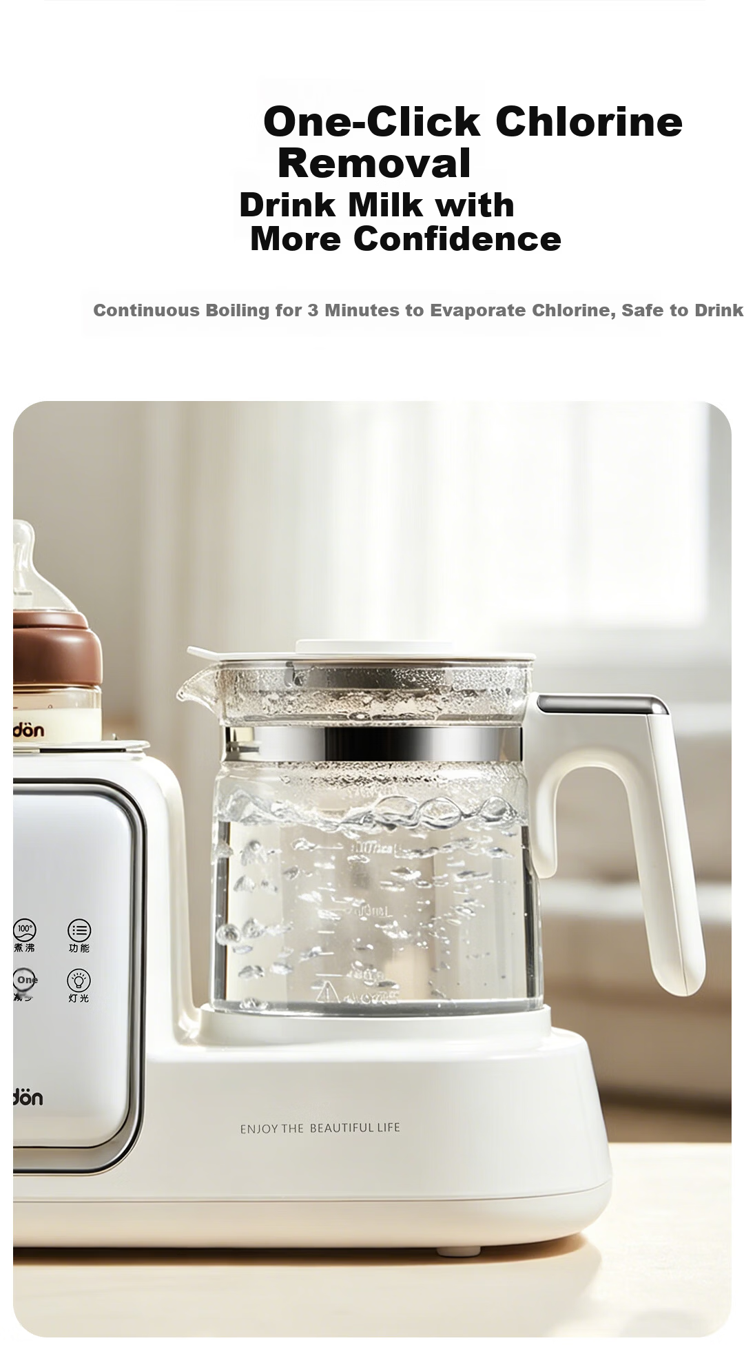 Puriton Thermostatic Kettle Baby Milk Preparation Household Large Capacity 2L Full Glass Body Quantitative Temperature Control Water Dispenser 14