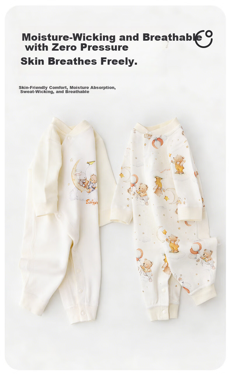 Babyprints Newborn Cotton Romper Soft Long Sleeve Unisex Baby Jumpsuit Size 80 2