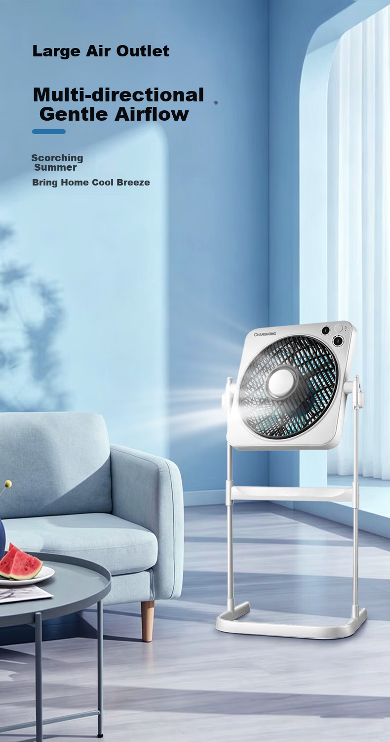 CHANGHONG Adjustable Steel Frame Pedestal Fan Home Floor Fan Dormitory Table Fan Desktop Timer Small Fan Six-Blade Soft Wind Fan FS-ZJ501 5