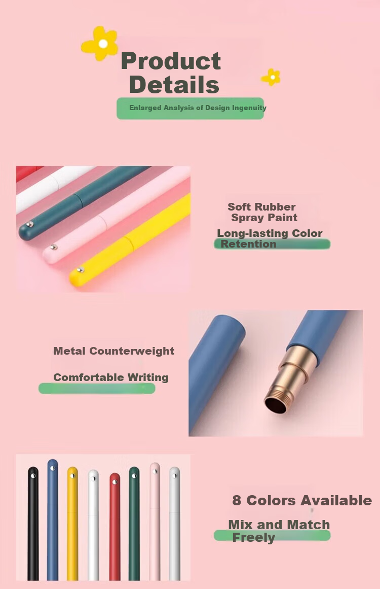 BEIFA Rotating Silent Gel Pen 0.5mm Minimalist Nordic Style Self-Cleaning Pen High-Value Office Exam Gel Pen Vermilion 0.5mm [Back to School Essential] 14