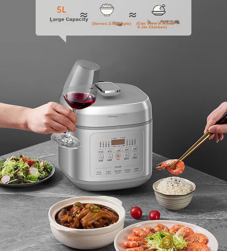 Joyoung ZMD Anxin Series Electric Pressure Cooker 70kPa High-Pressure Inner Pot 21% Deeper Intelligent Heating 900W Reservation Timer 5L Dual Pot Rice Cooker Soup Stew Y-50H50 11