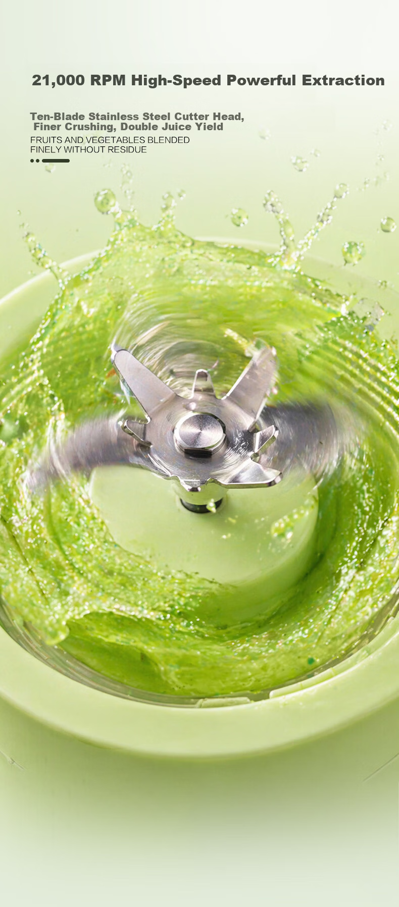 AUCMA New Dual-Cup Juicer Large Capacity Portable Juicer Fruit and Vegetable Juice Maker Household 380ml Baby Food Blender Easy to Clean SZ76GS2 6