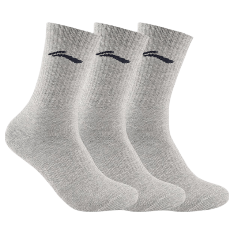 LI-NING Sports Socks Sweat-Absorbing Socks for Men Summer (3 Pairs) Basketball Socks for Women Antibacterial Odor-Resistant Breathable Running Socks Gray