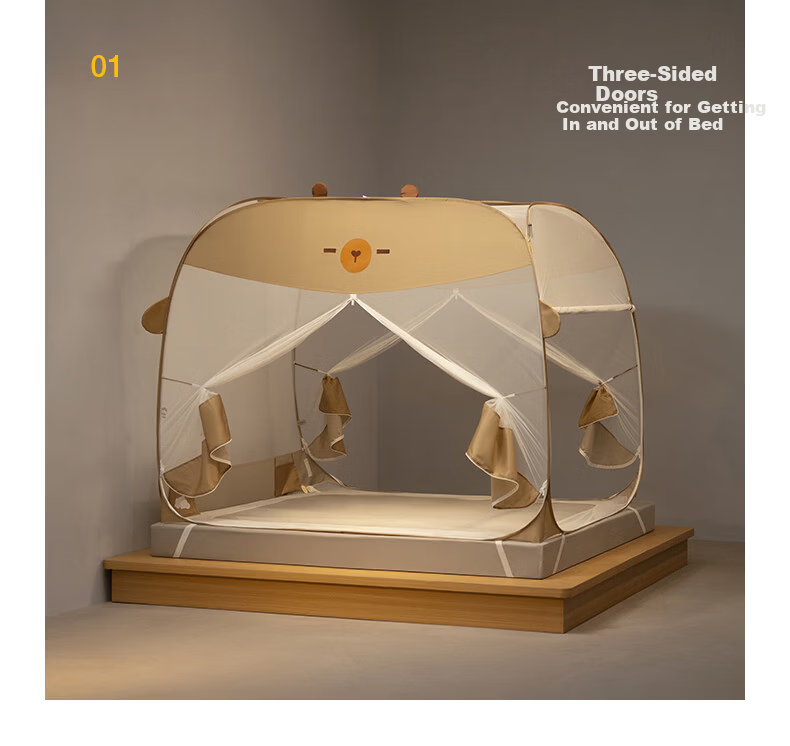 MEDOGA 2026 Home Bedroom Mosquito Net Capybara - Parent-Child Installation-Free, 1.5 Meters, Pipi Brow 30