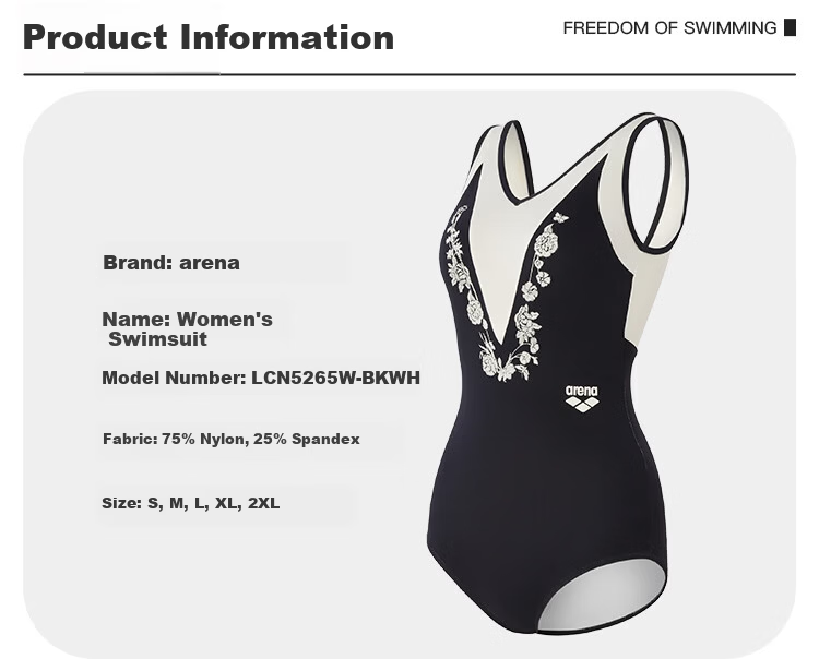 Arena Women's New South France Style Slim Sexy Sleeveless One-Piece Triangle Swimsuit Black and White XL 7